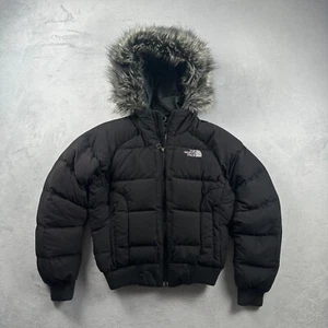 The North Face Jacket Womens Black Down Faux Fur Hooded Full Zip Puffer - Picture 1 of 21