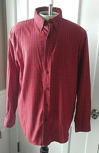 Chaps Shirt Button Front Plaid Long Sleeve Red White Blue Plaid Men's Size L GUC - Picture 1 of 8