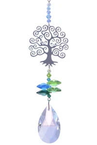 ÁRBOL DE LA VIDA Motivo Cromo Cristal Cascada Colgante Dije Atrapasol Móvil Regalo - Imagen 1 de 2