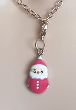 Mini Plastic FATHER CHRISTMAS Pendant NECKLACE Metal GOLD Tone Chain SANTA CLAUS