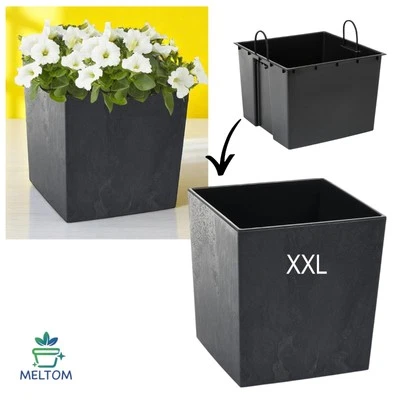 Blumenkübel mit Betoneffekt; Einsatz Blumentopf Pflanzkübel Garten SCHWARZ: XXL - Bild 1 von 3