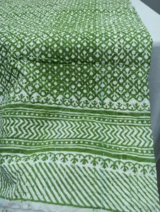 Vintage Hand Block Print Kantha Quilt Bedspread Blanket Throw Double Cotton Gudr - Picture 1 of 7
