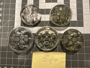 5 Vintage Glas Blumenfrösche 12, 11, 11, 10 Loch Rund Blumen Gesteck Frösche. - Bild 1 von 6