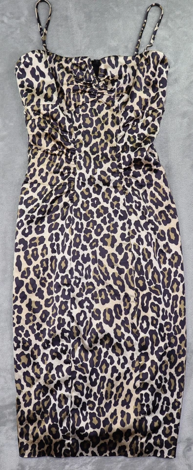 Vestido Cache para mujer 6 estampado de leopardo ceñido al cuerpo correa de espagueti acanalado hecho en EE. UU. Foto 1 de 4