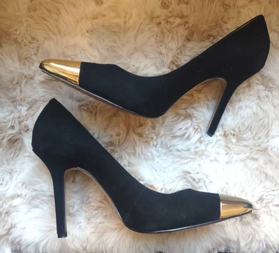 Jessica Simpson Dazed Negro Gamuza Punta D'Orsay Tacones Talla 9 - Suavemente Usados Foto 1 de 4