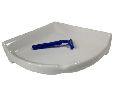 Vintage White Ceramic Shower Tile Corner Tray Soap Dish Ledge Shampoo Holder - Image 1 of 4