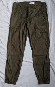 Level 99 Anthropologie Linen Blend Joggers Seaweed Green Mid Rise Women's 26 - Picture 1 of 11