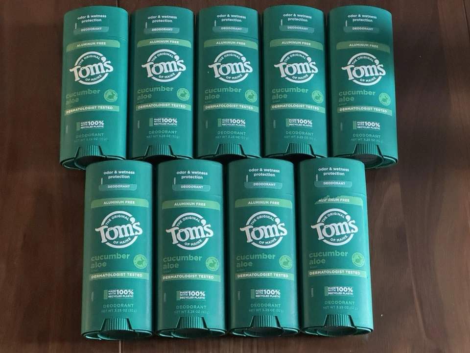 LOTE x9 TOM’S Of Maine Pepino Aloe Perfume Desodorante en Barra Aluminio Libre 3.25 OZ Foto 1 de 1