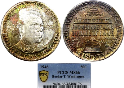 1946 50C PCGS MS66 BTW SILVER COMMEM ~ BEAUTIFUL ORIGINAL COLOR! - Image 1 of 4