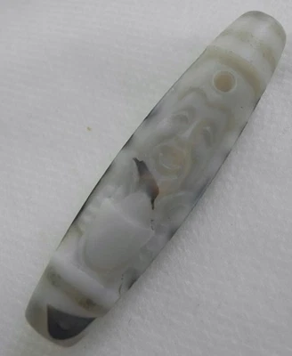 Tibetan Antique Natural Agate Dzi bead Ojime 12g Unknown age Buddha Cylinder - Image 1 of 4