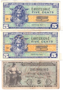 US Military Payment Certificate 5 Cents 1951 - 1954 - Picture 1 of 2