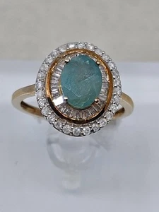 Anillo de grandiderita y diamantes de 9kt talla M (2,73 g) - Imagen 1 de 13