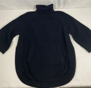 Women's Ugg Cotton Turtle Neck Black Sweater Size M, 3/4 Sleeves Kangaroo Pocket - Picture 1 of 12
