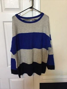 C&C California Woman’s Multicolor Blue/Gray Stripe Sweater Pullover Size 2X - Picture 1 of 5