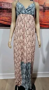 Doe & Rae Boho Floral Blue/peach Colorblock Empire Waist Small NWT #P1 - Picture 1 of 9