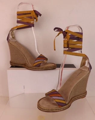 NUEVO MARC JACOBS MULTICOLOR TAFFITA CORBATA GROSGRAIN ALPARGATA CUÑA SANDALIAS 38 Foto 1 de 4