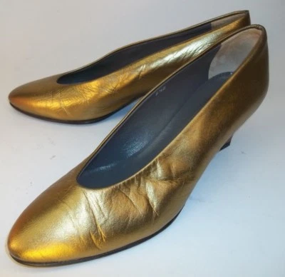 Zapatos de tacón Joan & David para mujer TRABAJA US 5.5 B cuero dorado metálico Italia 5639 Foto 1 de 4