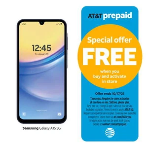 Smartphone AT&T Galaxy A15 5G, 64GB, Azul Negro - Dispositivo Prepago - Imagen 1 de 12