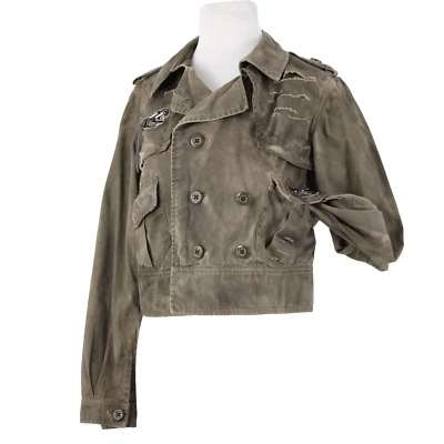 Chaqueta London Jean Talla M Verde Oliva Estrás Bolsillos Envejecidos 100% Algodón Foto 1 de 4