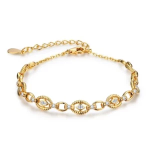 1cttw Marquise Cut Bracelet Yellow Gold Lab-Created Diamond Test Pass 19cm - Picture 1 of 7