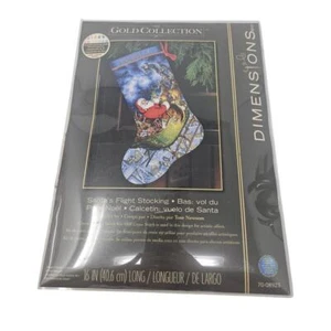 NEW Dimensions Gold Collection Santa's Flight Stocking Cross Stitch Kit Craft  - Picture 1 of 2