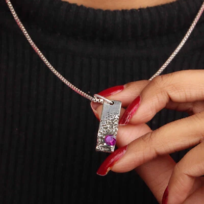 pink Ruby Pendant 925 Sterling Silver Pendant Mens Pendant Mens Jewelry - Image 1 of 4