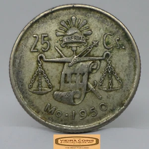1950-Mo Mexico Silver 25 Centavos - #C46735NQ - Picture 1 of 2