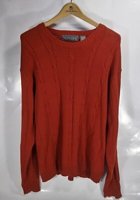 Oscar De La Renta Men's Long Sleeve Sweater Orange 2XL Thick Cable Knit - Image 1 of 3