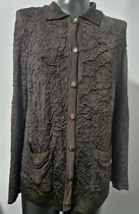 St. John braune Strickjacke mit geringelten 7 Knöpfen verstellbar Langarm Taschen, Größe: M - Bild 1 von 6