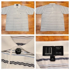 New! Vintage Alfred Dunhill 100% Cotton Striped Polo Shirt Made In Italy Size 42 - Picture 1 of 14