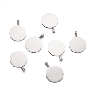 10 Stck. 304 Edelstahl Etikett Charms Stanzen Rohlinge Anhänger Runde Kaution 33x30mm - Bild 1 von 9