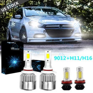 FOR DODGE DART 2013 2014 2015 LED HEADLIGHT White HIGH LOW BEAM FOG BULBS KIT 4X - Bild 1 von 15