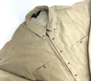 Orvis Button Down Chest Pockets Long Sleeve Cotton Shirt Men’s L Tan Geese - Picture 1 of 10