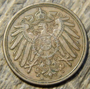 Germany 1900-A (Berlin Mint) Pfennig, Kaiser Wilhelm II, KM-10 ~ XF/AU ~ (F346W) - Picture 1 of 2