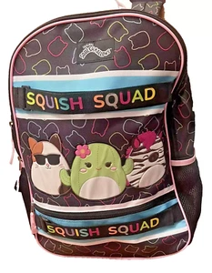 Mochila Squishmallow 17" Squish Squad negra con imágenes coloridas nueva sin etiquetas - Imagen 1 de 3