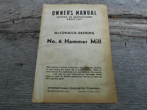 IH Cosechadora McCormick-Deering Hammer Mill 6 Manual de granja - Imagen 1 de 2