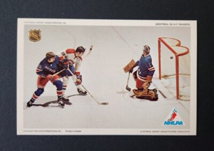 ✨1971-72 Pro Star Promotions Postcard Montreal Vs N.Y. Rangers Pete Mahovlich