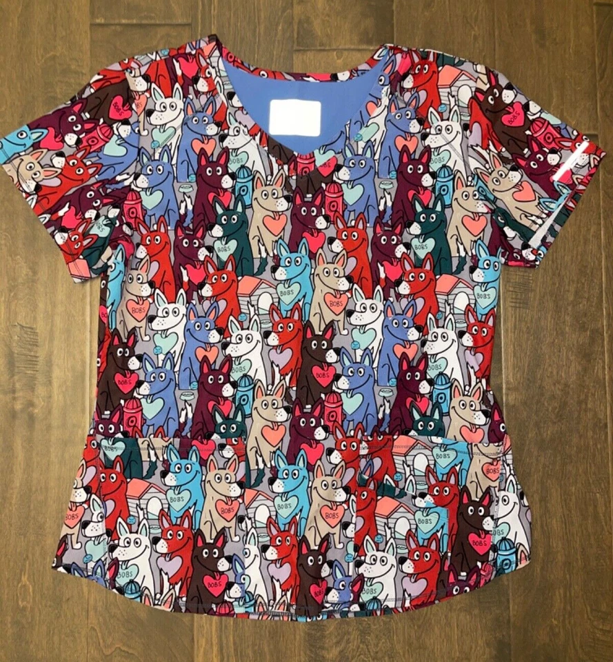 Sketchers Bobs Barco Dogs Scrub Top Shirt L used - Image 1 of 1