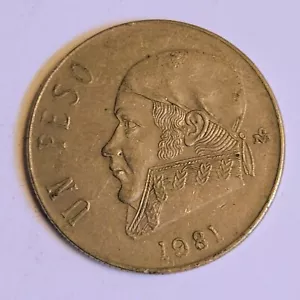 1981 UN PESO Mexican MEXICO 1 PESO Circulated Coin José María Morelos - Picture 1 of 2