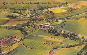 Postal MO: Vista aérea de Purina Research Farm, Gray Summit, Missouri, lino - Imagen 1 de 2
