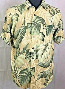 Camisa para hombre Panama Jack hojas tropicales hawaianas manga corta crema/verde talla l - Imagen 1 de 4