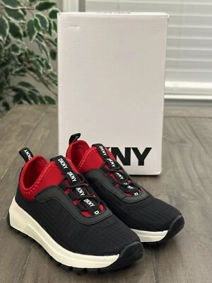 DKNY Niños EE. UU. 12 Danni Dino Negro Elástico Con Cordones Tenis Estilo # DKN1077-9 Foto 1 de 4