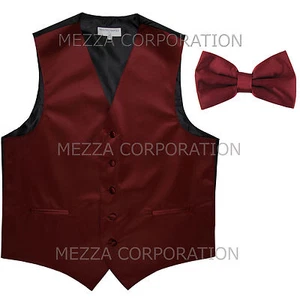 New Men's Vesuvio Napoli Tuxedo Vest Waistcoat Bowtie prom party formal Burgundy - Picture 1 of 3
