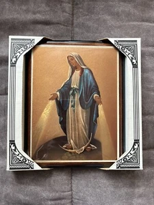 Our Lady of Grace Gold Foil Icon Framed Ornate Wooden Back/Frame 7x9 1/4 - Picture 1 of 3