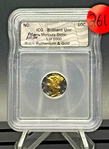 1941 Mercury Dime ๐ค Ruthenium & Gold โ ICG BU Slab โ 1 of 1000 Limited ๐ฅ - Picture 1 of 4