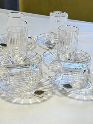 Juego de 6 tazas y platillos de café espresso RCR Aurea Italia 24 % cristal de plomo con caja Foto 1 de 4