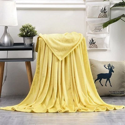 Soft Plain Fleece Throw Decorative Blanket Warm Solid Over Large Sofa Bed - Image 1 of 4
