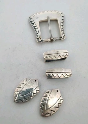 Juego de 5 hebillas de cinturón de plata de ley firmadas Jeep Collins Foto 1 de 4