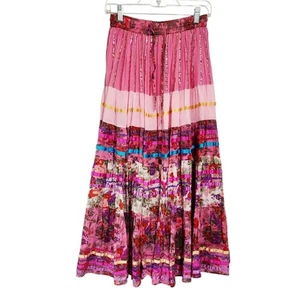 Maxi gonna Anu S rosa a strati floreale patchwork zingara hippie fata boho - Foto 1 di 5