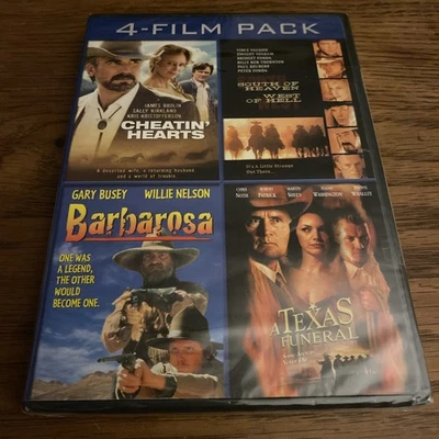 4-Film Pack Cheatin Hearts Barbarosa A Texas Funeral South of Heaven Sealed DVD - Image 1 of 2